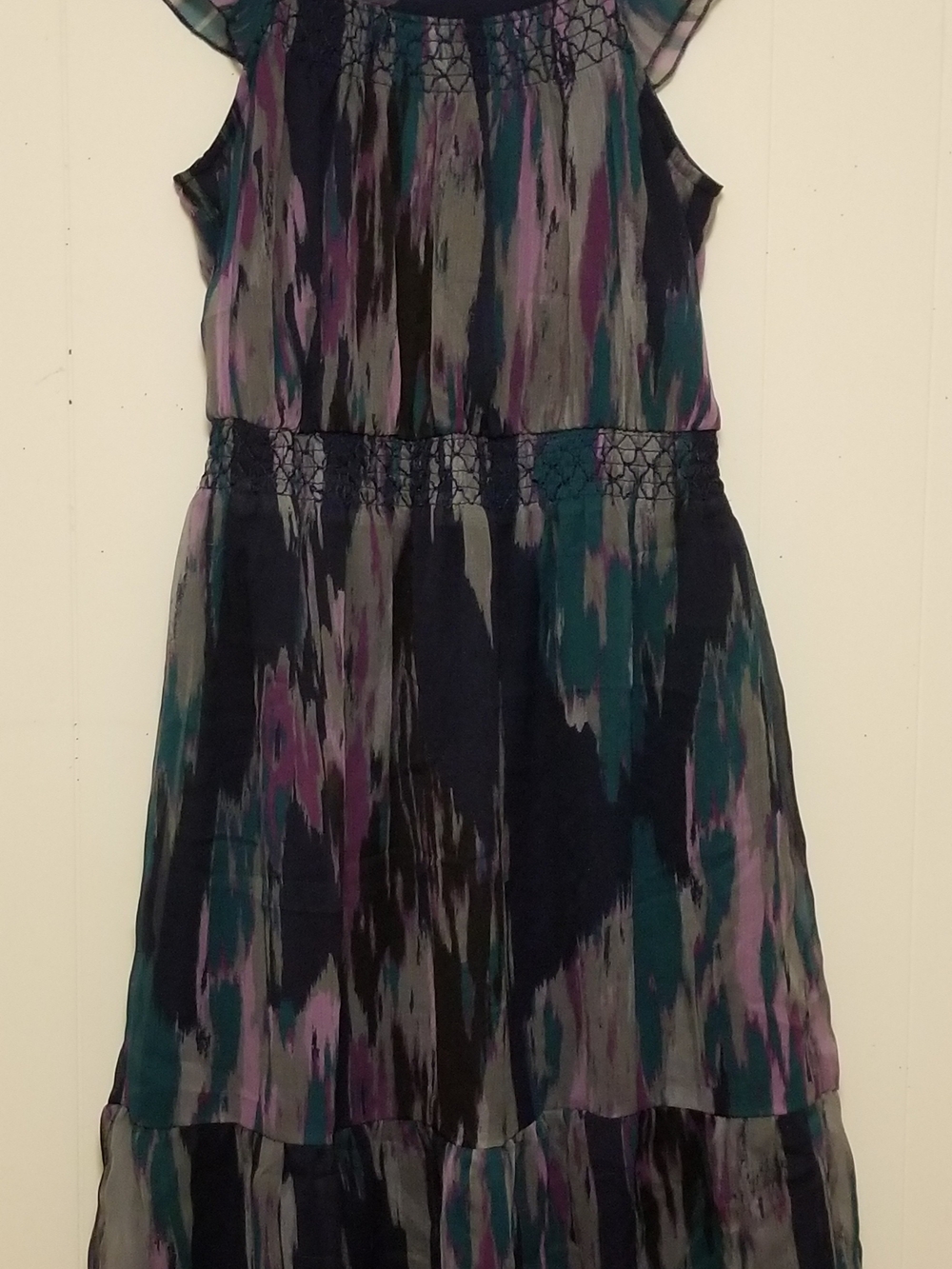 Old Navy Teal Purple & Black Watercolor-Print Sleeveless Dress Women's Size S
